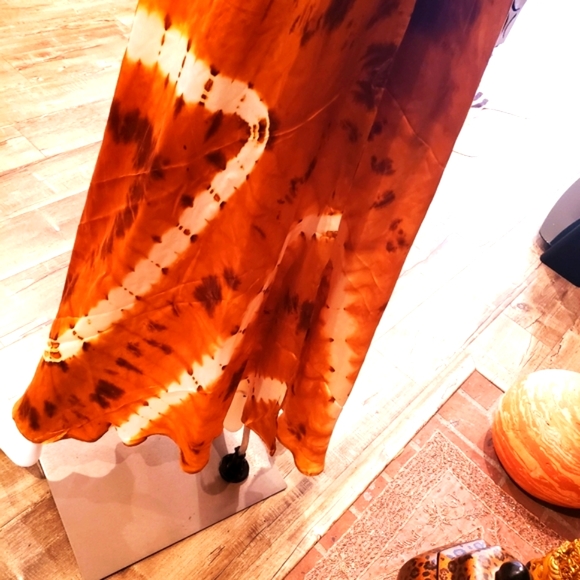**LAST ONE**MANISH VAID Brn /Vanilla Tie Dye HI Lo Emb. Dress OS NWT - Picture 5 of 8